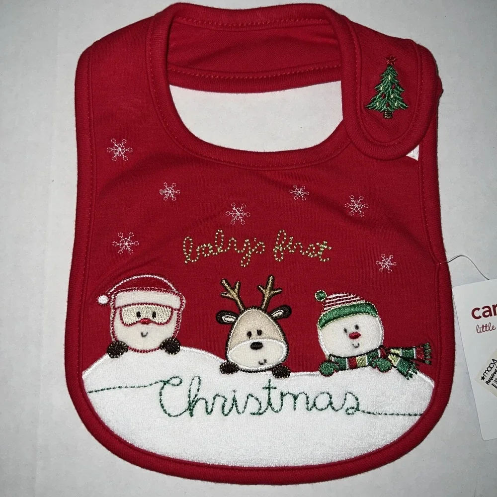 NWT Carters Baby wiggle in Bodysuit &‎ My First Christmas Bib Gift Set 3 Months